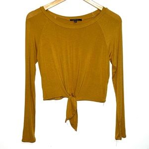 Ambiance mustard yellow tie waist crop top Medium.